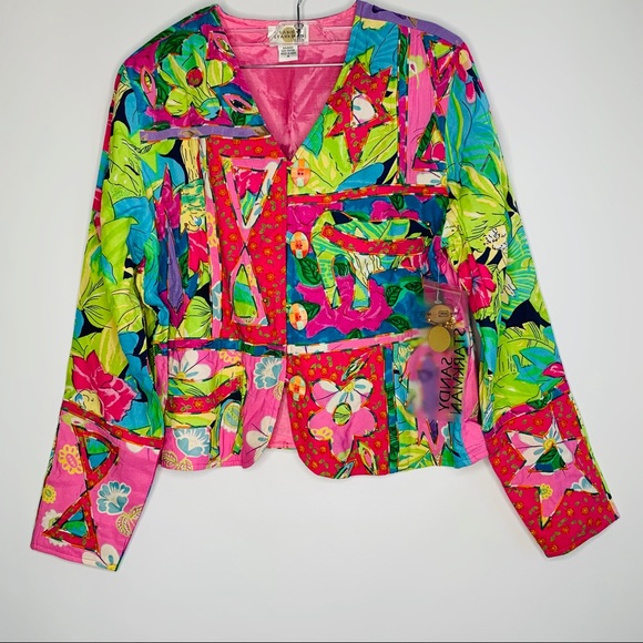 VTG Sandy Starkman Patchwork Floral Jacket - Picture 1 of 6